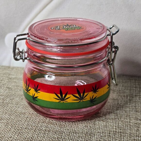 Dizzy Rasta Leaf Airtight Herb Jar | Glass Storage | 3” | NWOT - Picture 1 of 6